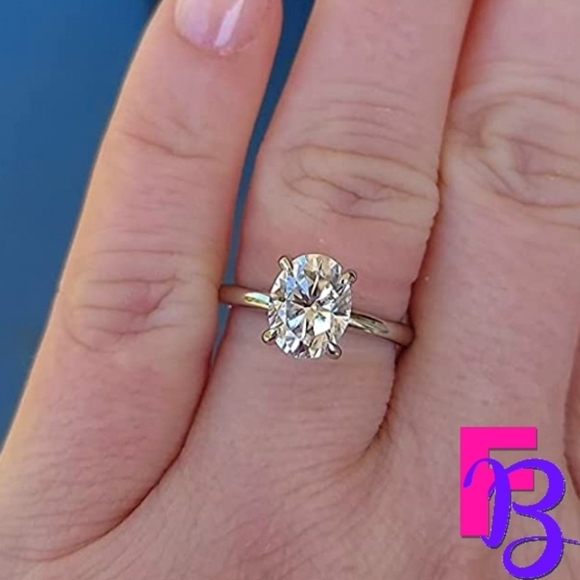 2 CT Moissanite Oval Engagement Ring Anniversary Birthday Gift - Picture 8 of 17